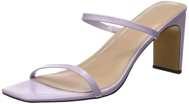 The Drop Women's Avery Square Toe Two Strap High Heeled Sandal, Lilac, 5 UK