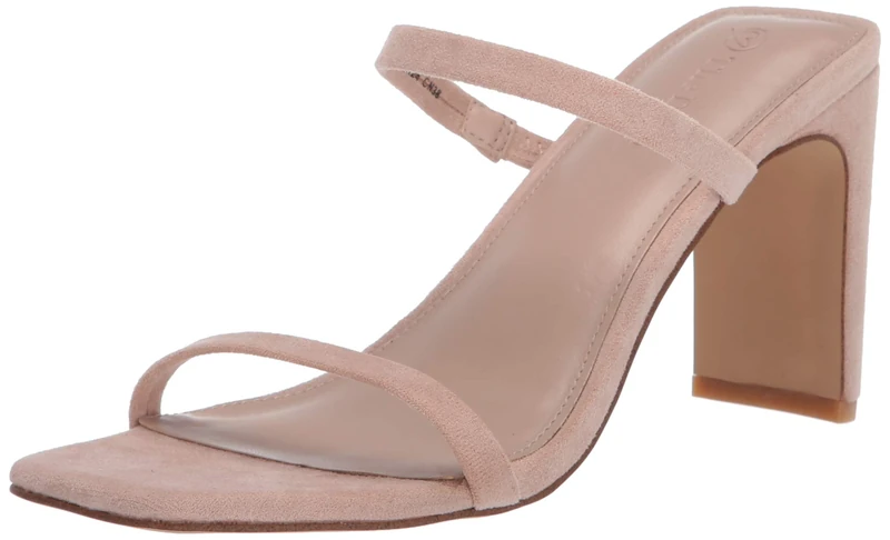 The Drop Women's Avery Square-Toe Two-Strap High Heeled Sandal, Natural, 5.5 UK