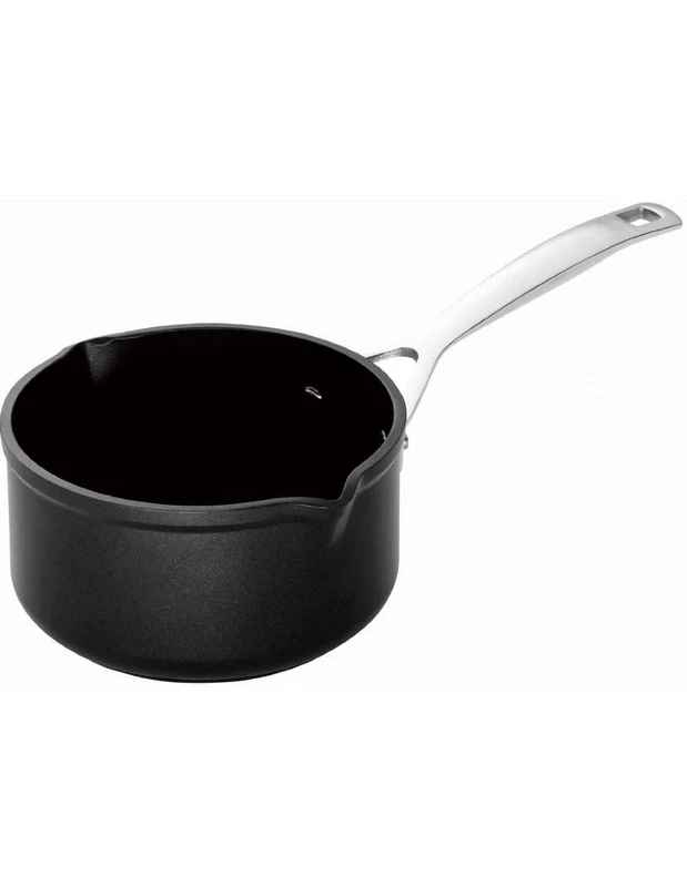 LE CREUSET Toughened Non-Stick 16cm Milk Pan w/ 2 Pouring spouts, Aluminium, 51109160010002, Black