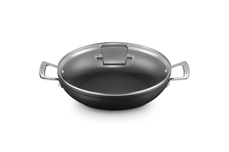 Le Creuset Toughened Non-Stick 28x6.5cm Shallow Casserole/Braiser with Glass Lid, Aluminium, 51107280010502