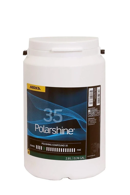 Mirka 5990402 Polarshine 35 Polishing Compound - 2,8L - VOC: 16 - Viscosity: 20.5 - Density: 1.45 Water-Based - Silicone-Free - Coarse Polishing - White - Pack contains 1 piece