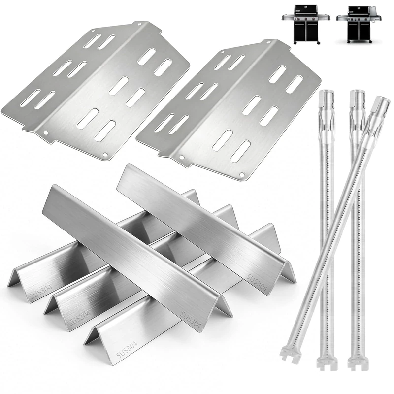 DcYourHome Grill Replacement Parts Kit for Weber Genesis 300, Flavorizer Bars and Heat DeflectorBurner Tube Kit for Weber Series E310 E320 E330 EP310 EP320 EP330 with Front Control Knob(2011&Newer) - Image 1