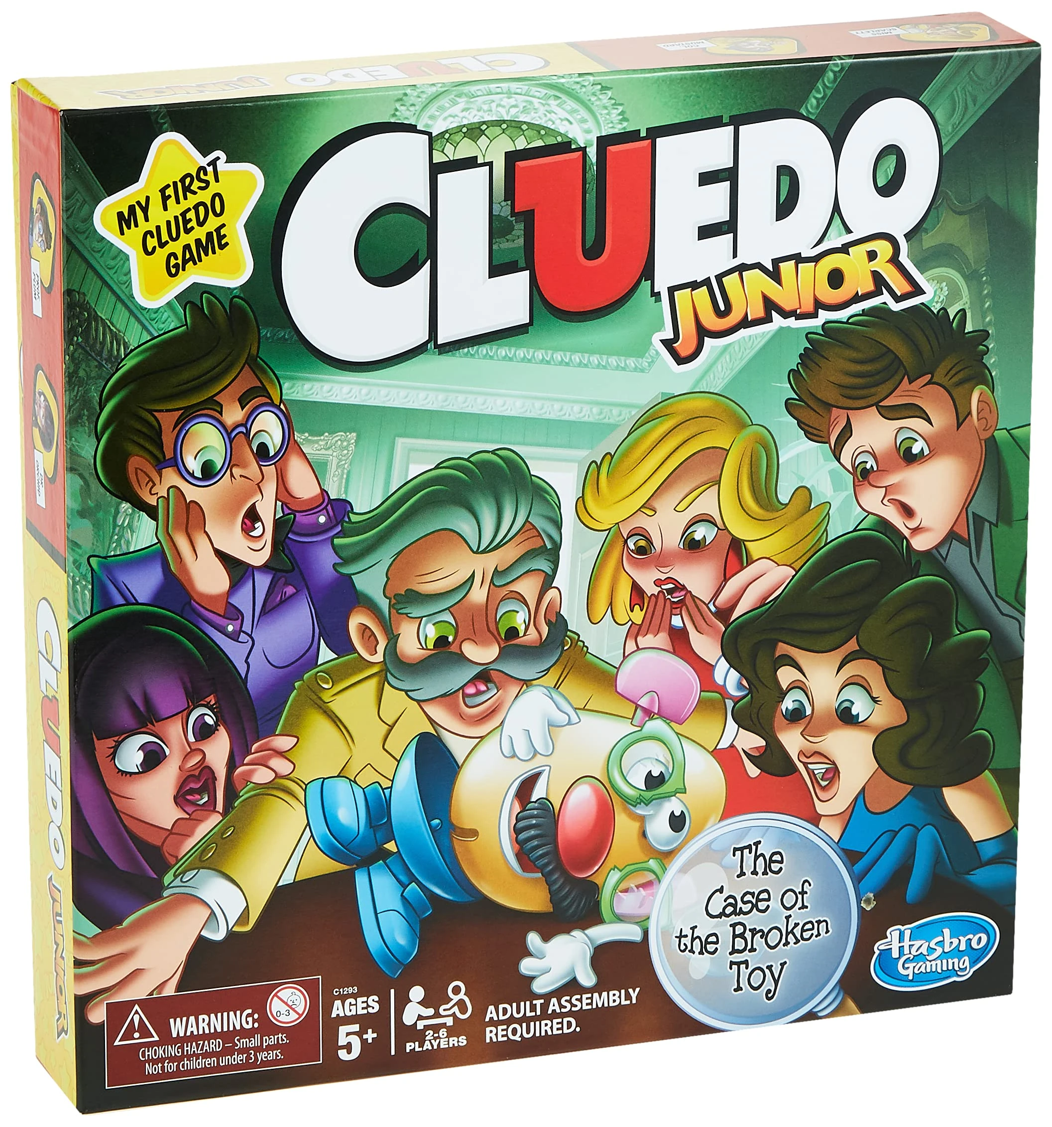 Cluedo Junior Board Game for Kids Ages 5+, Mystery Game with Classic Characters, Solve the Broken Toy Case, Family Game for 2–6 Players