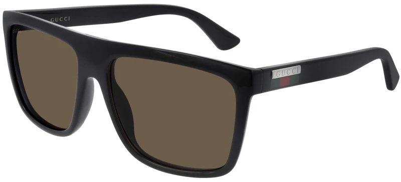 Gucci Men's GG0748S Sunglasses, Black-Black-Brown, 59 - Image 1