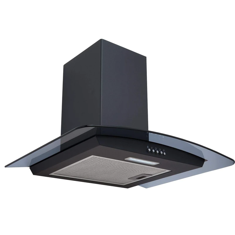 SIA CGHS60BL 60cm Curved Black Glass Cooker Hood - Wall Mount