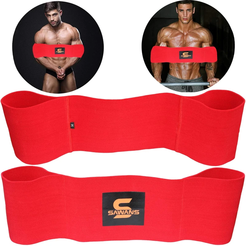 SAWANS Bench Press Sling Power Weight Lifting Training Fitness Increase Strength Push Up Gym Workout Biceps (2XL, Red)