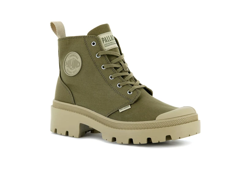 Palladium, PALLABASE TWILL, Boots female, Green, 7.5 UK