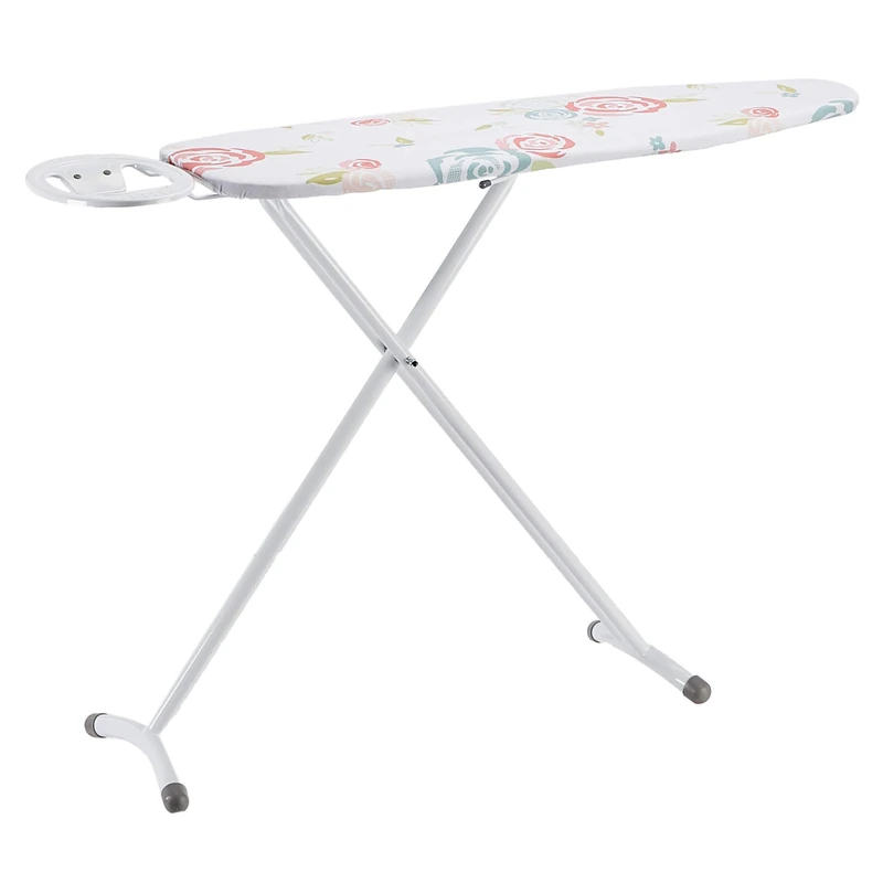 Amazon Basics Ironing Board with Oval Shaped Iron Rest, Classica, 109 cm x 35 cm, White, Floral - Image 1