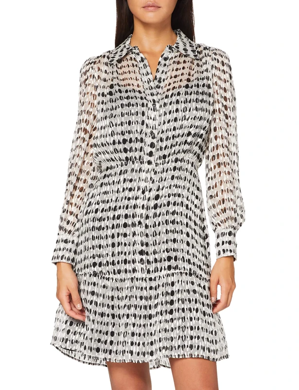 Pinko Women's Coccobill 2 Casual Dress, Zz1_Bianco/Nero, 38