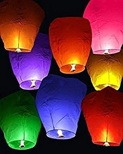 SHATCHI 90pcs Assorted Colours Sky Lanterns Wire-Free Traditional Eco Friendly for Christmas, New Year’s Eve, Chinese New Year, Weddings & Parties Wishing Lights Decorations