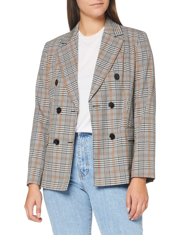 SISLEY Women's Jacket, Grey Galles Check 901, 14