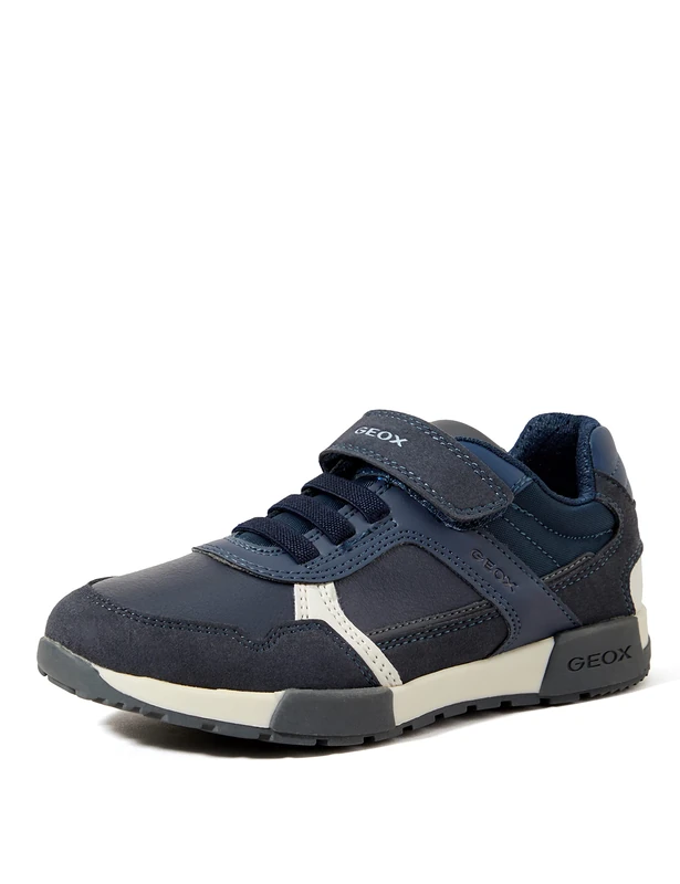 Geox Mens J Alfier Boy Sneakers, Navy Dk Grey, 7.5 UK