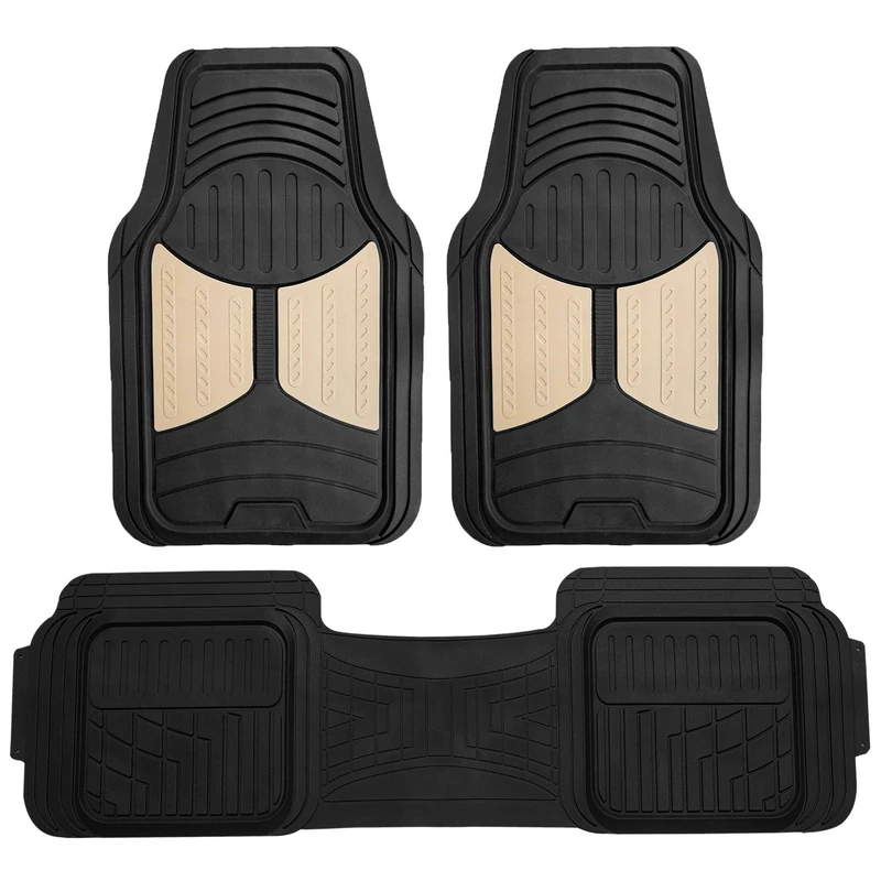 FH GROUP Beige F11513BEIGE Heavy Duty Tall Channel Floor Season Mats for Trucks, Cars, and Automotive Purposes Trim-to-Fit