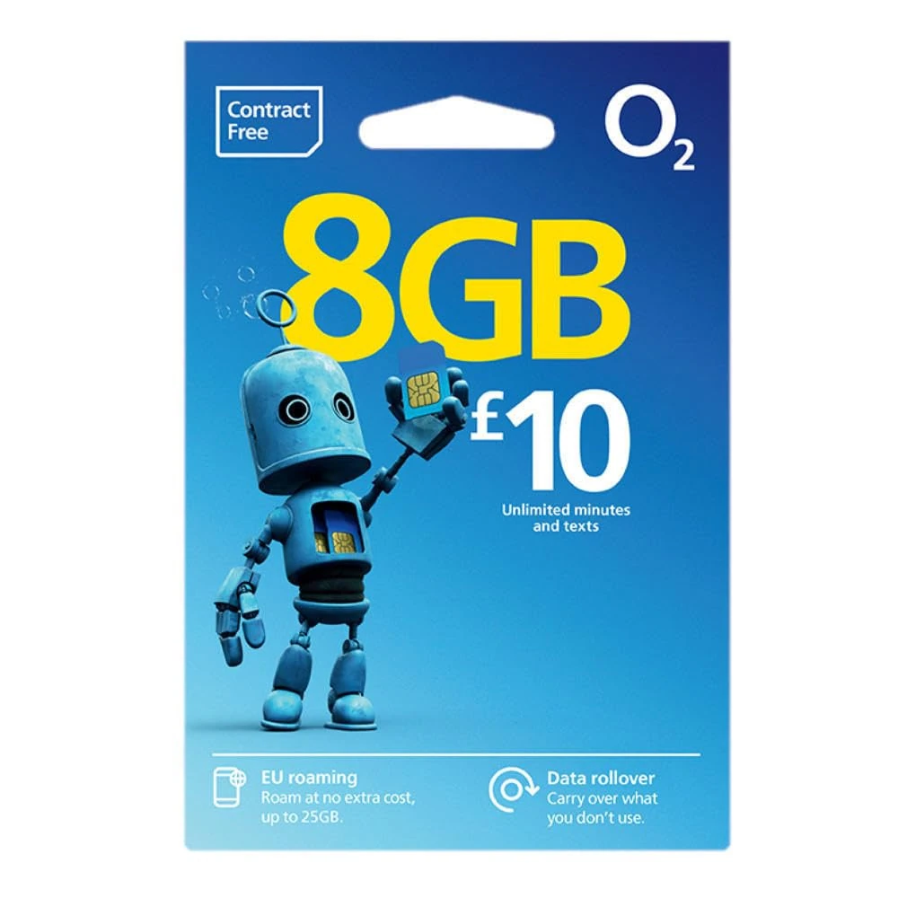O2 sim Card Big Bundle Unlimited texts, Unlimited Minutes