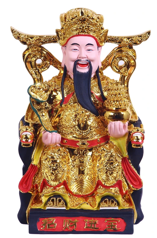 ART PARK Feng Shui CAI Shen Statue, Caishen, Wencaishen, God of Fortune, God of Wealth, Zhao CAI, Feng Shui Decor, Feng Shui Gift, Chinese New Year Gift （Gold 12 Inches）