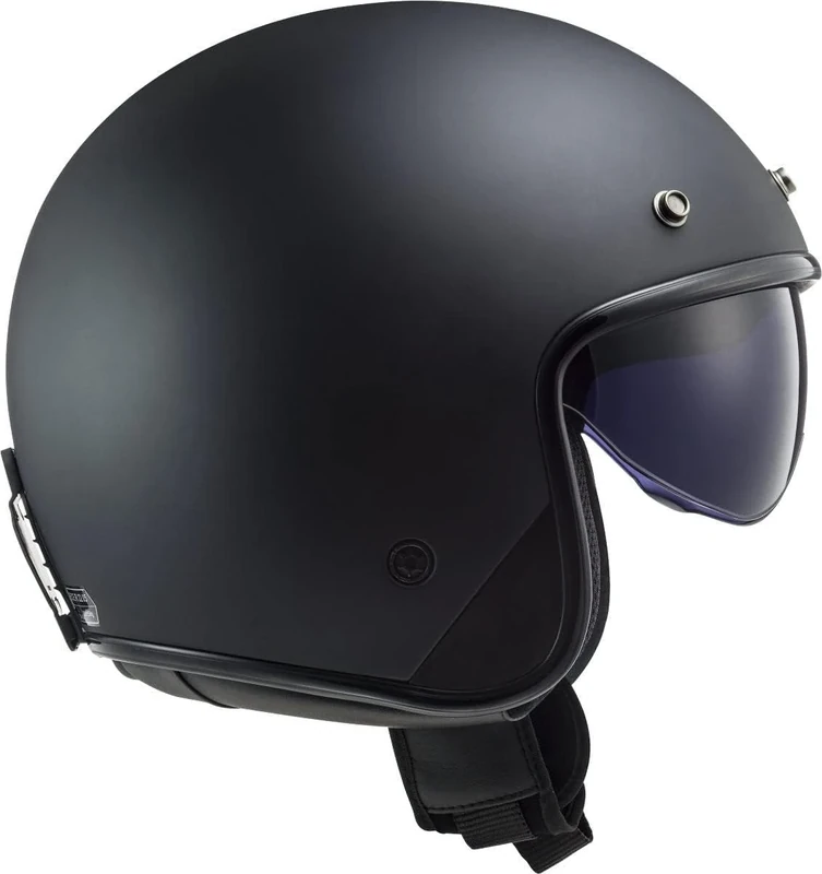 LS2 Motorcycle Helmets - OF601 - Open Faced - BOB - MATT BLACK - S