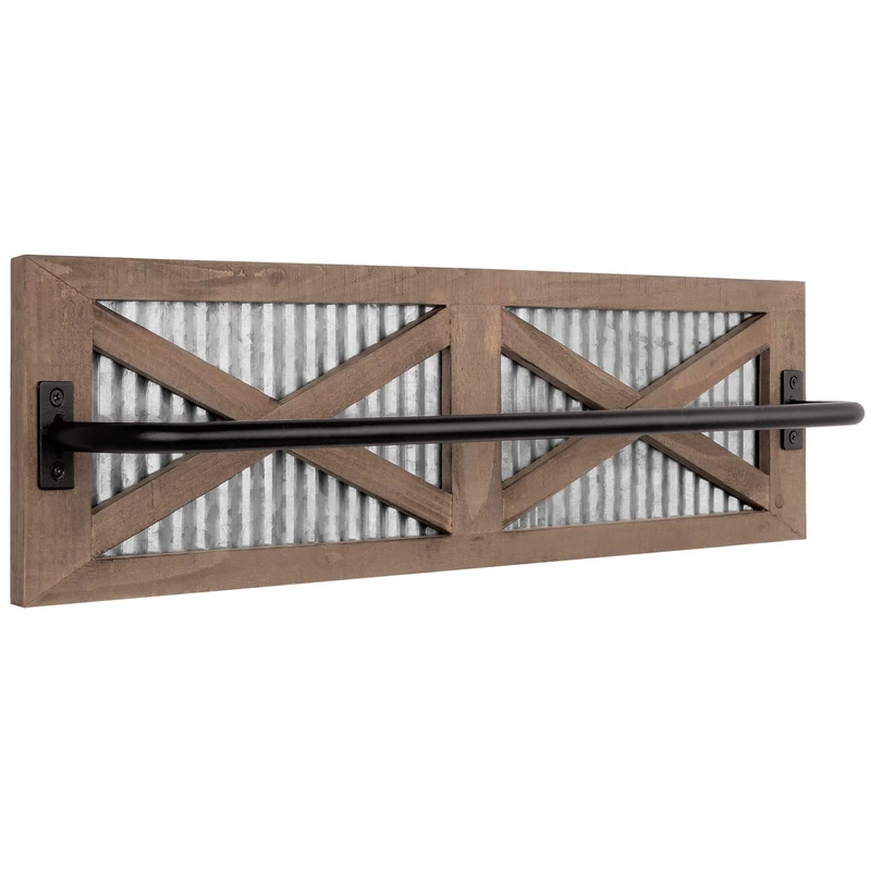 Autumn Alley Farmhouse Rustic Towel Rack Holder - Wood Towel Rack - Farmhouse Towel Holder for Rustic Bathroom and Farmhouse Kitchen Style Décor - 24" Wall Mounted, Rustic Brown - Image 1
