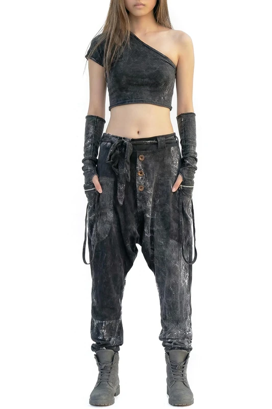 Thaluta Women's Harem Loose Yoga Travel Lounge Pants with Pockets Casual Boho, Smoke, One Size