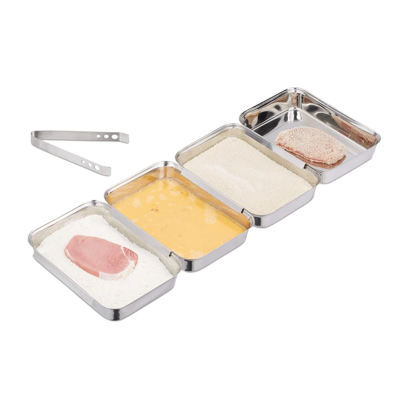 Relaxdays Stainless Steel Breading Tray Set - 5-Piece Station