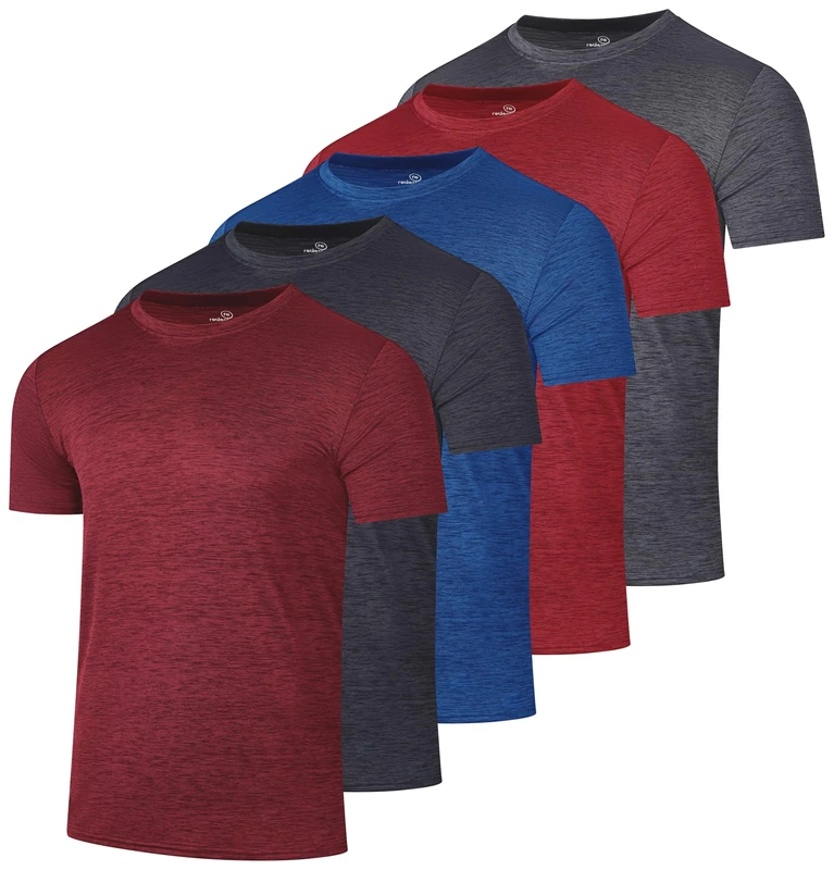 Men's Quick Dry Fit Shirt Short Sleeve Top Active Wear Training Athletic Base Layer Crew T-Shirt Fitness Rugby Gym Wicking Tee Workout Football Sports Running Exercise Undershirt - 5 Pack,-Set 10,XXL