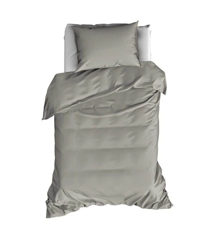 De Witte Lietaer Olivia Quality Satin Combed Cotton Duvet Cover Set, Light Grey/Dove, 140 x 200 cm + 1 Pillowcase