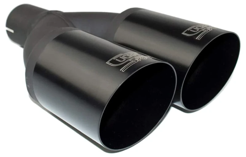 Ulter Sport Exhaust finisher - Double Round Ø80mm Slanted - Length 280mm - Installation ->55mm - Black Inox