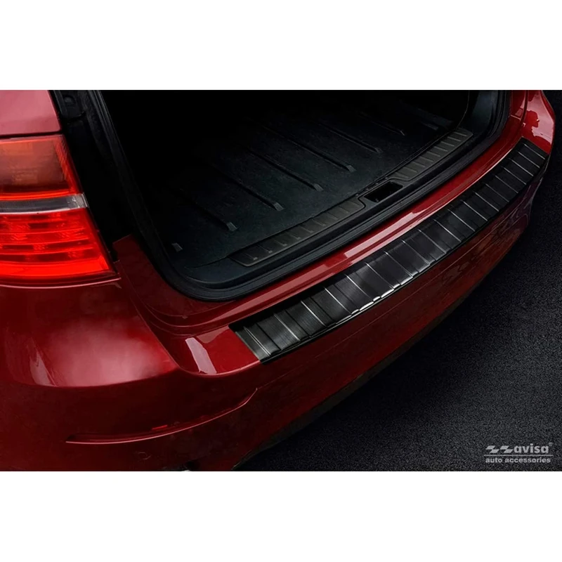 Avisa Black Stainless Steel Rear bumper protector compatible with BMW X6 (E71) 2009-2014