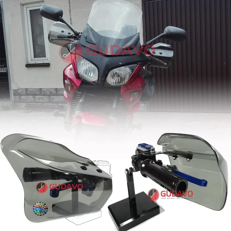 Motorcycle Universal Hand Guards Windshield Deflectors 1 Pair Adjustable Handguards Wind Cold Protectors 10mm Mounting Hole Wind Guards For DUCATI monster hypermotard scrambler (Smoke)
