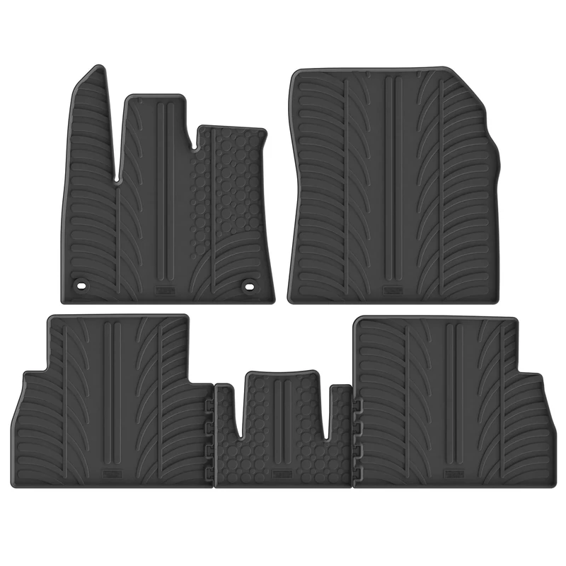 Rubber car mats set LHD compatible with Citroën Berlingo Multispace / Opel Combo Tour (MPV) / Peugeot Rifter / Toyota Proace City 9/2019- (Variable seats) (T profile 5-pieces + oval mounting clips)