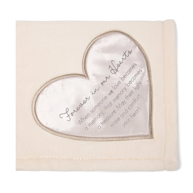 Pavilion Gift Company Forever in Our Hearts-50x60 Super Soft Royal Plush Throw Blanket, Cotton, Cream, 50 x 60 inch - Image 1