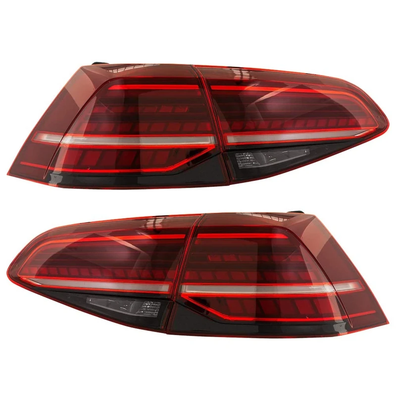 AutoStyle Set LED Tail Lights compatible with Volkswagen Golf VII 2012-2017 & Facelift (7.5) 2017- excl. Variant - Red/Smoke - incl. Dynamic Running Light