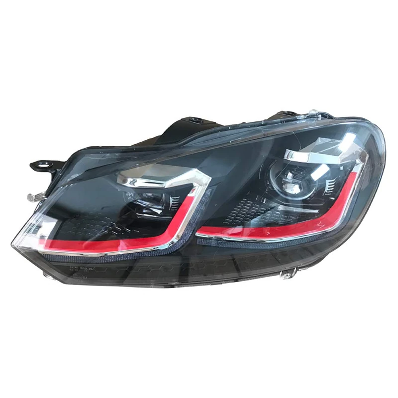 AutoStyle Set Headlights in 7.5-Look compatible with Volkswagen Golf VI 2008-2012 - Black/Red - incl. Dynamic Running Light - Image 1