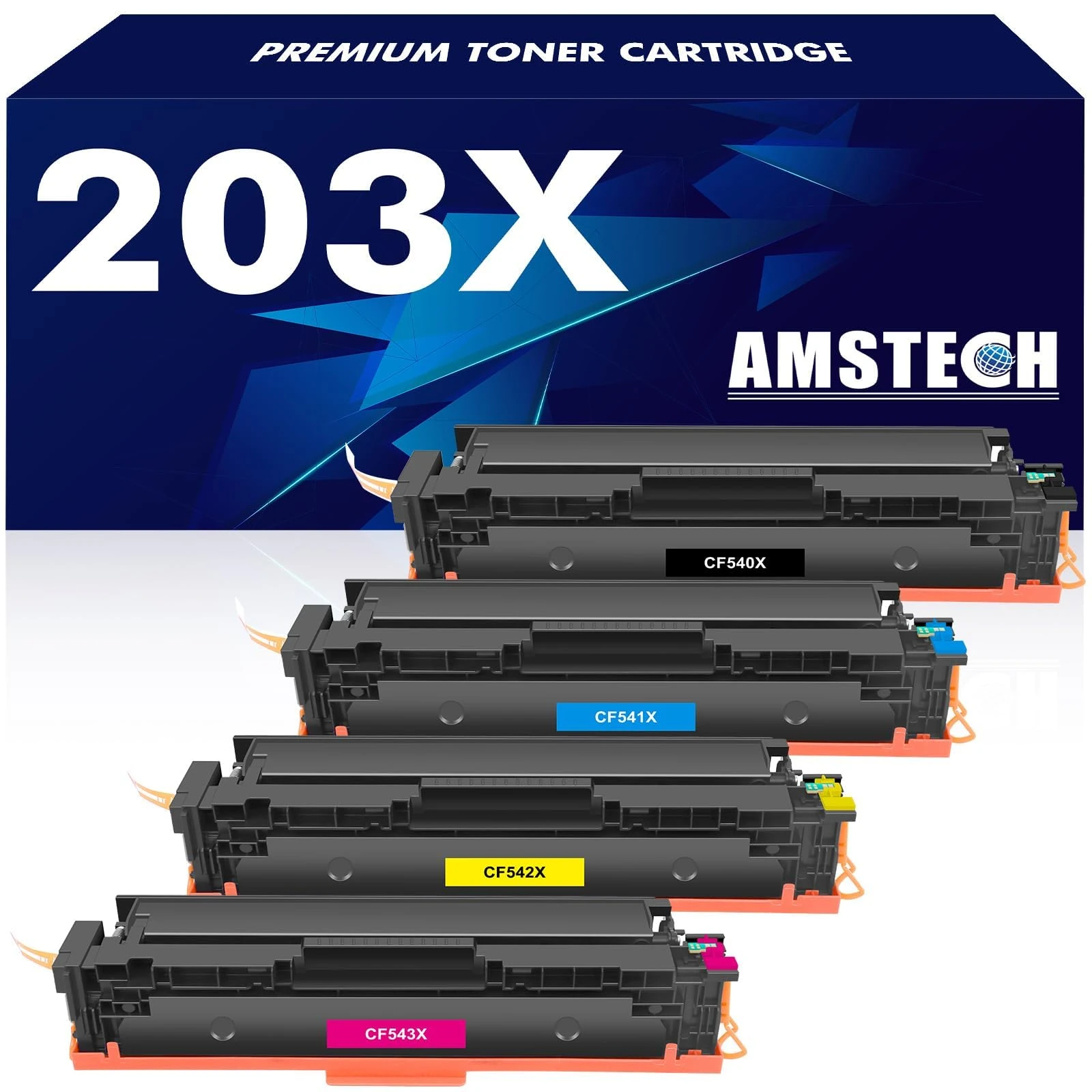 203X M281fdw M254dw Toner Cartridge: Compatible for HP 203X 203A Color Laserjet Pro MFP M281fdw M254dw M281fdn M280nw M281cdw M254nw M254dn M281 CF540X CF540A Black Cyan Yellow Magenta 4-Pack