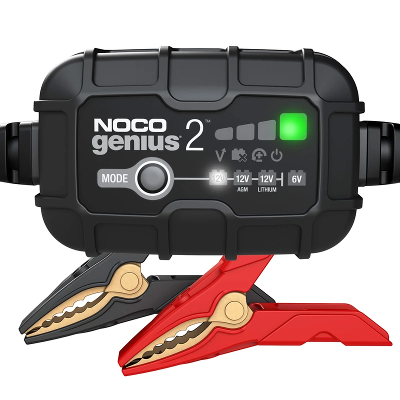 NOCO GENIUS2EU Intelligent Automatic Charger 2A Battery Charger 6V and 12V Battery Maintainer, Maintenance Charger and Desulfator with Temperature Compensation