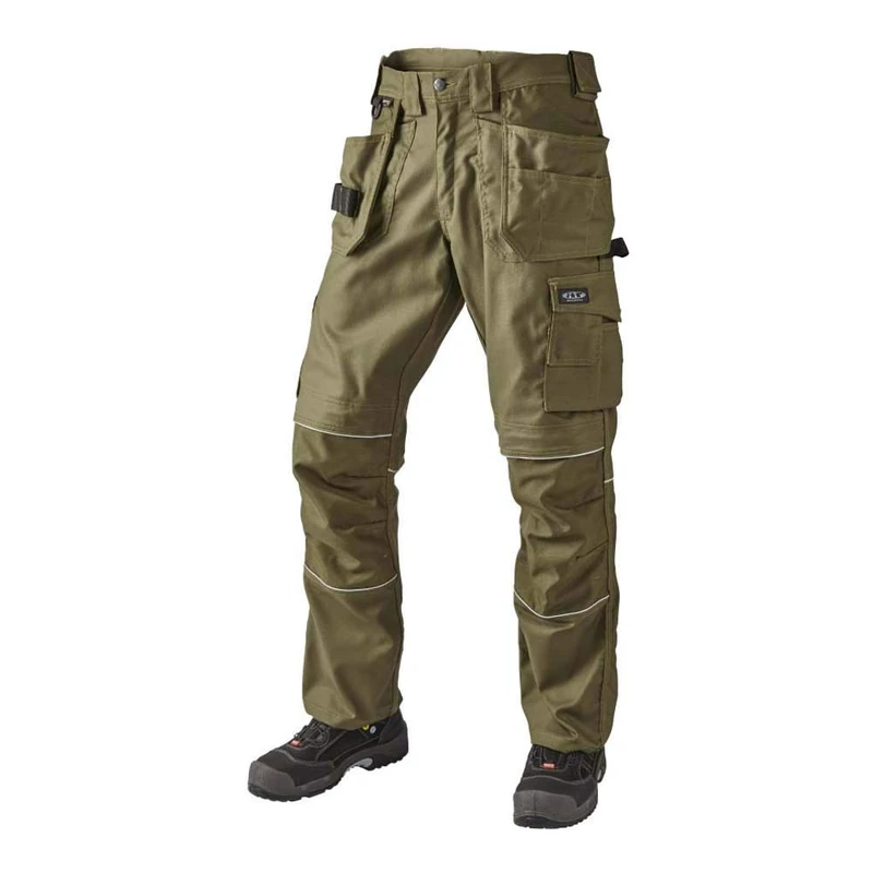J.A.K. 150110084 Series 1501 60% Cotton/40% Polyester Trousers with Hanging Pockets, Army, 48 R (34/32) Size