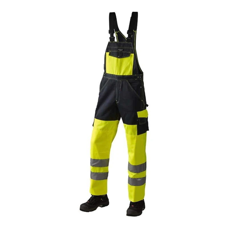 J.A.K. 1110785B116 Series 11107 70% Polyester/30% Cotton Overalls EN 20471, Class 2, Yellow/Navy, 64 L (46/35) Size