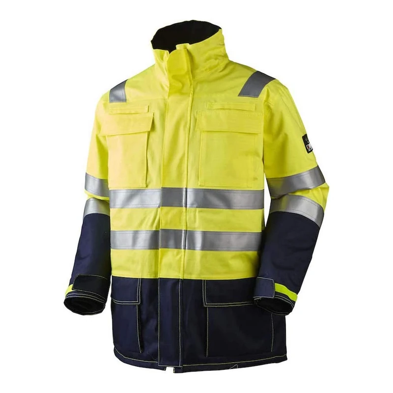 J.A.K. 131344707 Series 13134 80% Cotton/19% Polyester/1% Negastat Parka, Yellow/Navy, 4XL Size