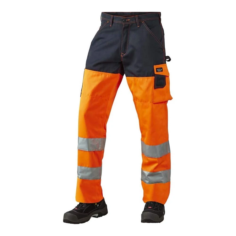 J.A.K. 1110688076 Series 11106 70% Polyester/30% Cotton Trousers EN 20471, Class 2, Orange/Navy, 44 R (30/32) Size