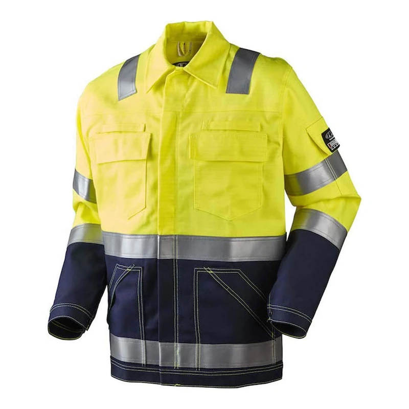 J.A.K. 131024701 Series 13102 65% Cotton / 34% Polyester / 1% Negastat Blouson Jacket, Yellow/Navy, S Size