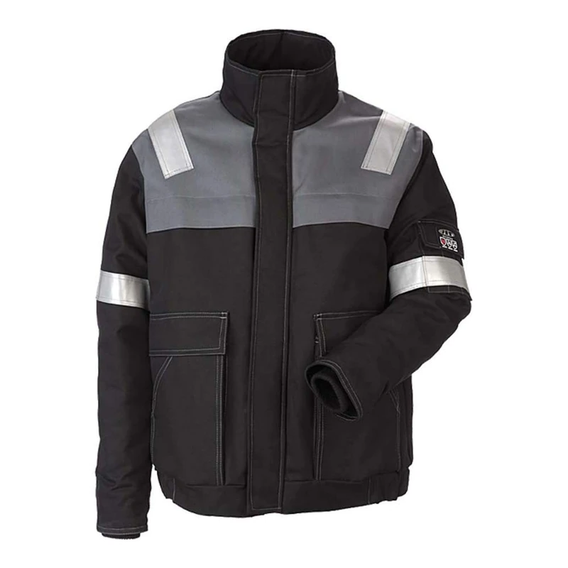 J.A.K. 120315107 Series 12031 65% Cotton/34% Polyester/1% Negastat Jacket, Black/Grey, 4XL Size