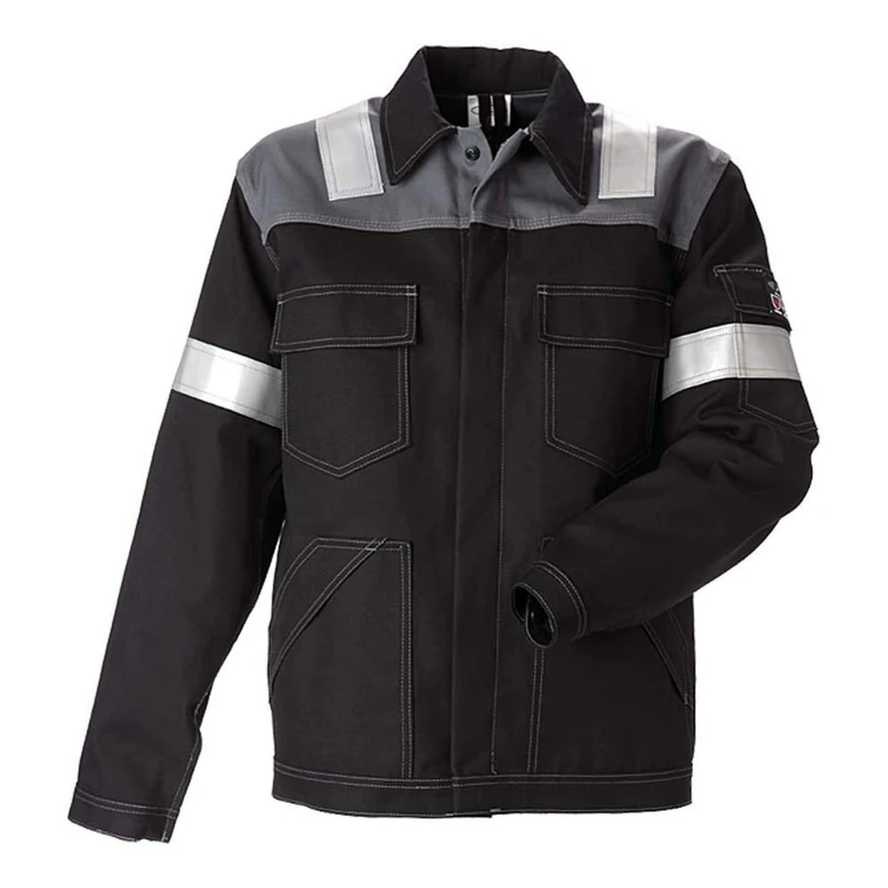 J.A.K. 120025102 Series 12002 65% Cotton / 34% Polyester / 1% Negastat Blouson Jacket, Black/Grey, M Size