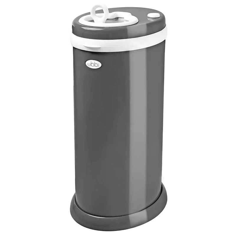 Ubbi Stainless Steel Nappy Bin, Odour Locking, No Special Bag Required, Award-Winning Diaper Pail, Cassette Free Disposal System, Slate