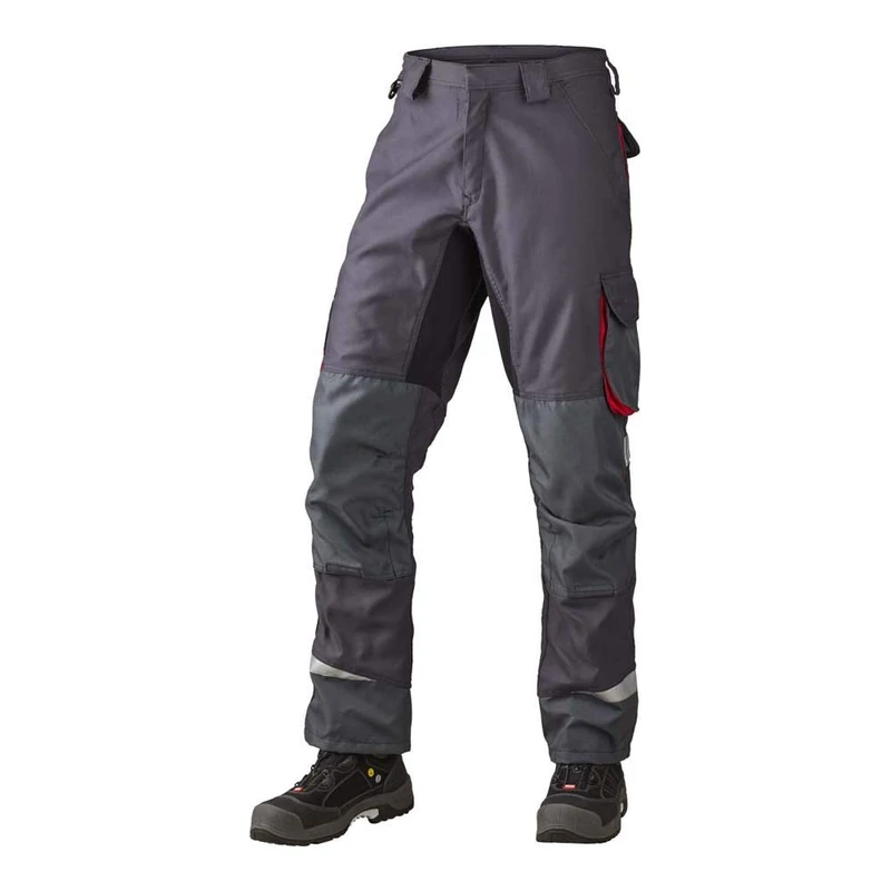 J.A.K. 160142B108 Series 1601 65% Polyester/35% Cotton Trousers Grey/Red, 60 L (42/35) Size
