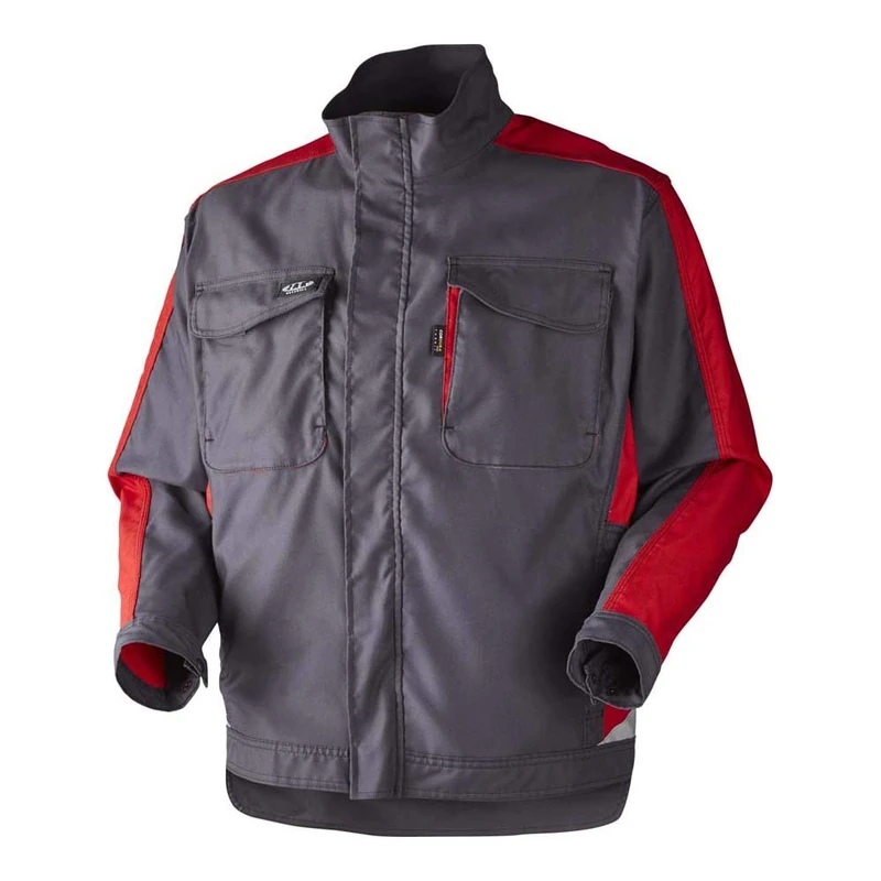 J.A.K. 16024204 Series 1602 65% Polyester/35% Cotton Blouson Jacket, Grey/Red, XL Size