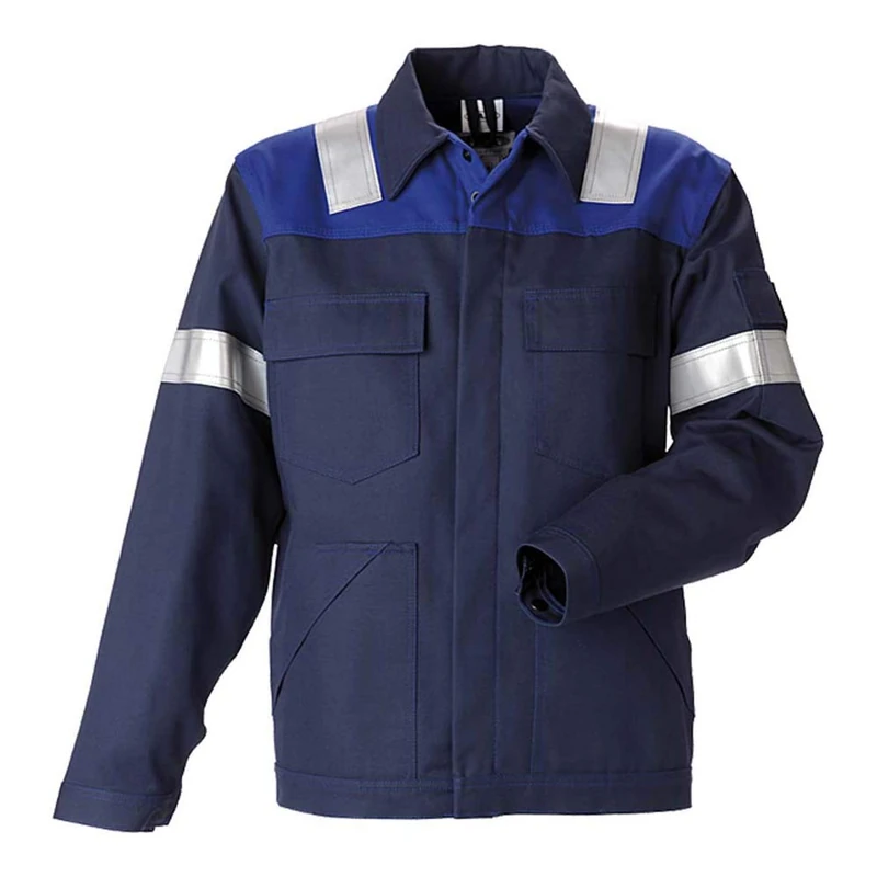 J.A.K. 120024603 Series 12002 65% Cotton / 34% Polyester / 1% Negastat Blouson Jacket, Navy/Royal Blue, L Size
