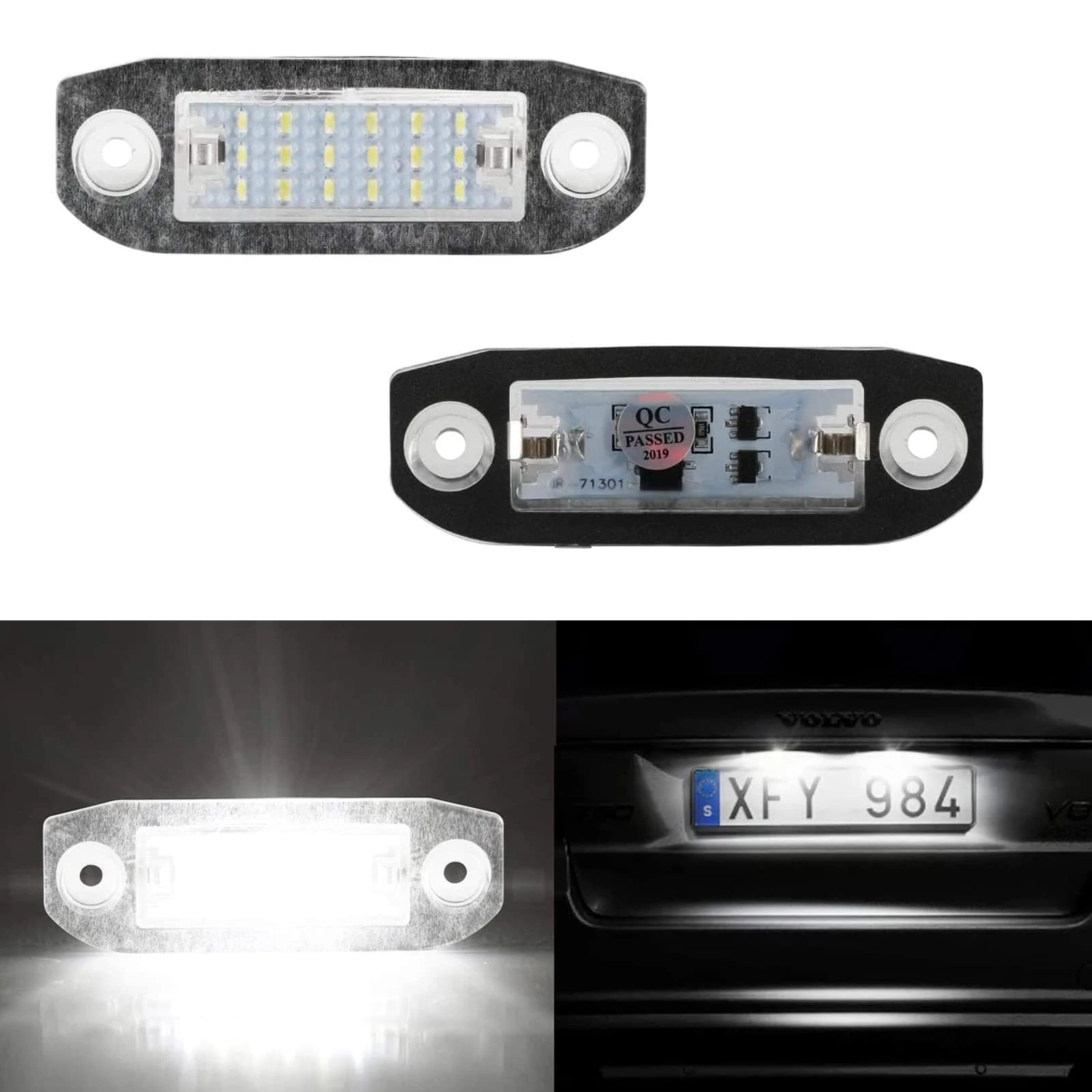 OZ-LAMPE LED Number Plate Lights for Volvo S80 V70 XC60 XC70 XC90 V50 S40 C30 Before Facelift, Car License Number Light, 18 SMD Automotive Plate Lamps Bulbs Assemblies Kit Canbus Error Free, 2 Pcs
