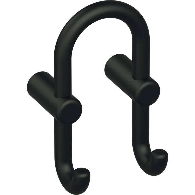 HEWI 801.90B040 Coat Hook 801.90.040, Width 100 mm, Height 165 mm, Polyamide Jet, Colour: Matte Black, tiefschwarz matt (90)