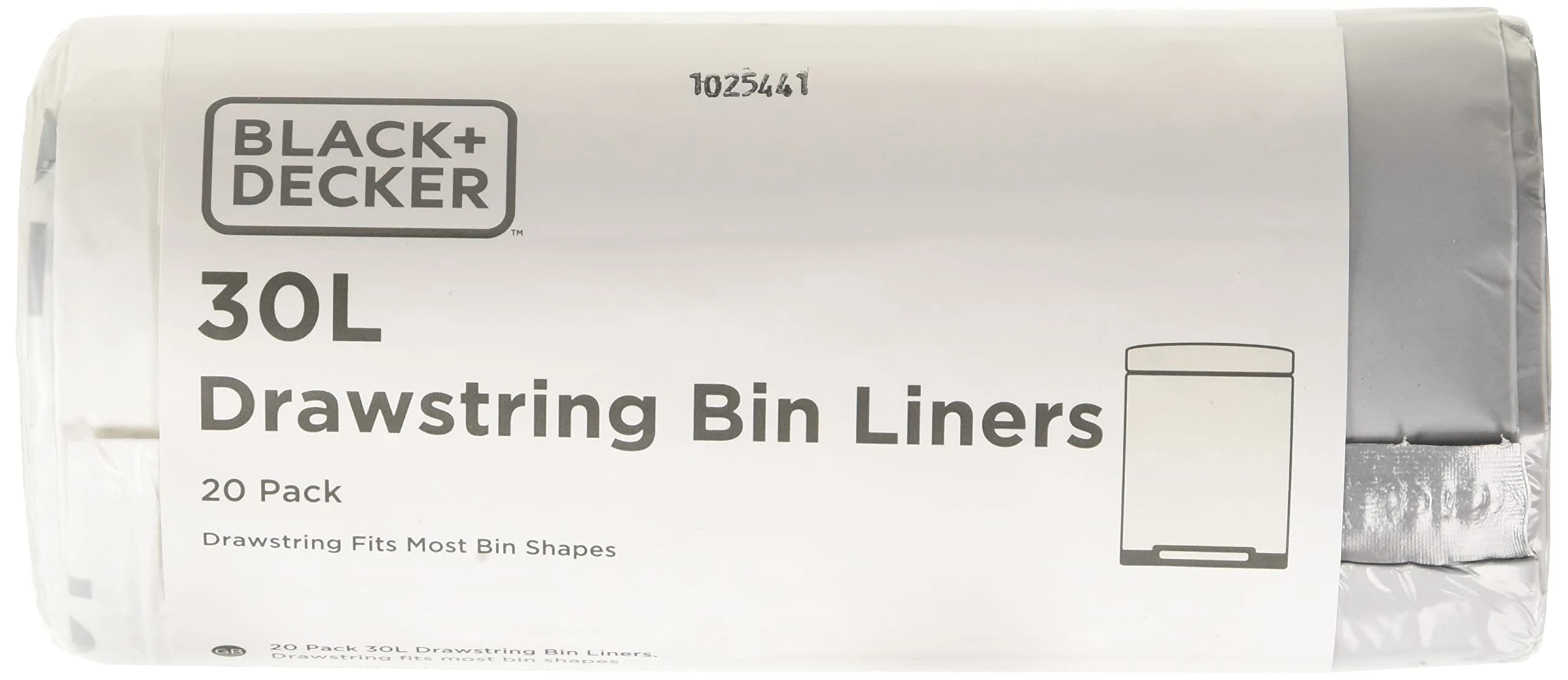 BLACK+DECKER BXBB00030E 30L Drawstring Bin Liners, 20 Pack, White