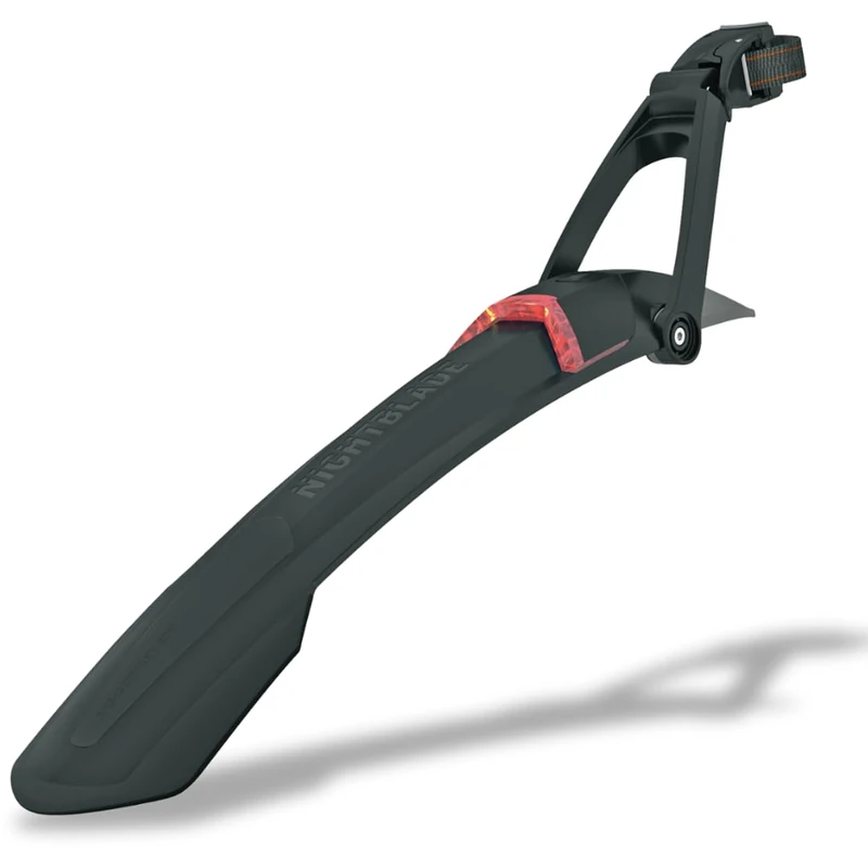 SKS GERMANY NIGHTBLADE 26" + 27.5" rear mudguard with integrated rear light; bicycle accessory (quick-release attachment; USB-chargeable battery; rear light with StVZO approval), black