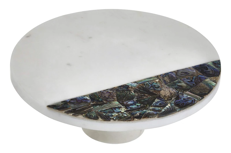 Premier Housewares Marble Cake Stand, Paua Shell, White - 26 cm,1001197